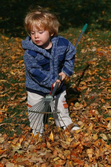 s hrabáním listí rádi pomohou i nejmladší členové rodiny